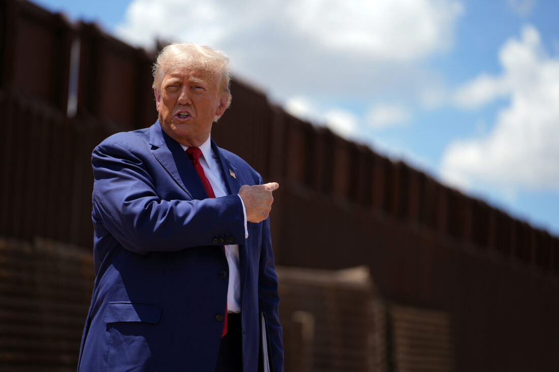 Trump uses a stretch of border wall, pile of steel beams in Arizona to ...